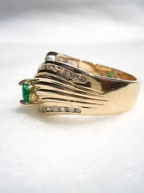 14k Emerald and Diamond Wrap Ring