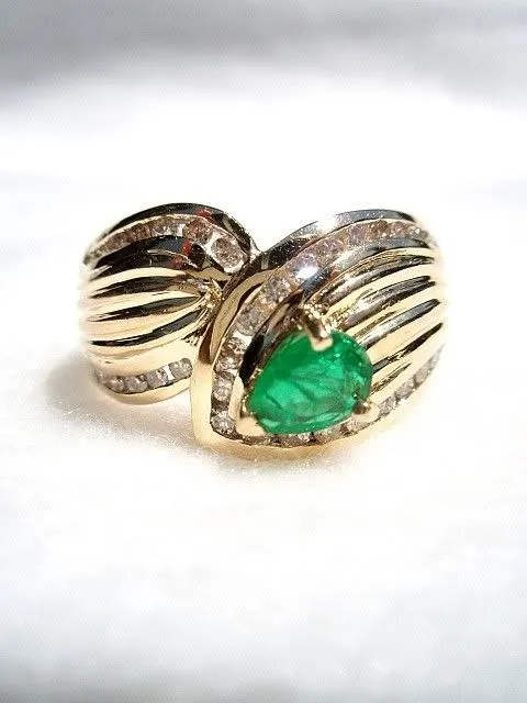 14k Emerald and Diamond Wrap Ring