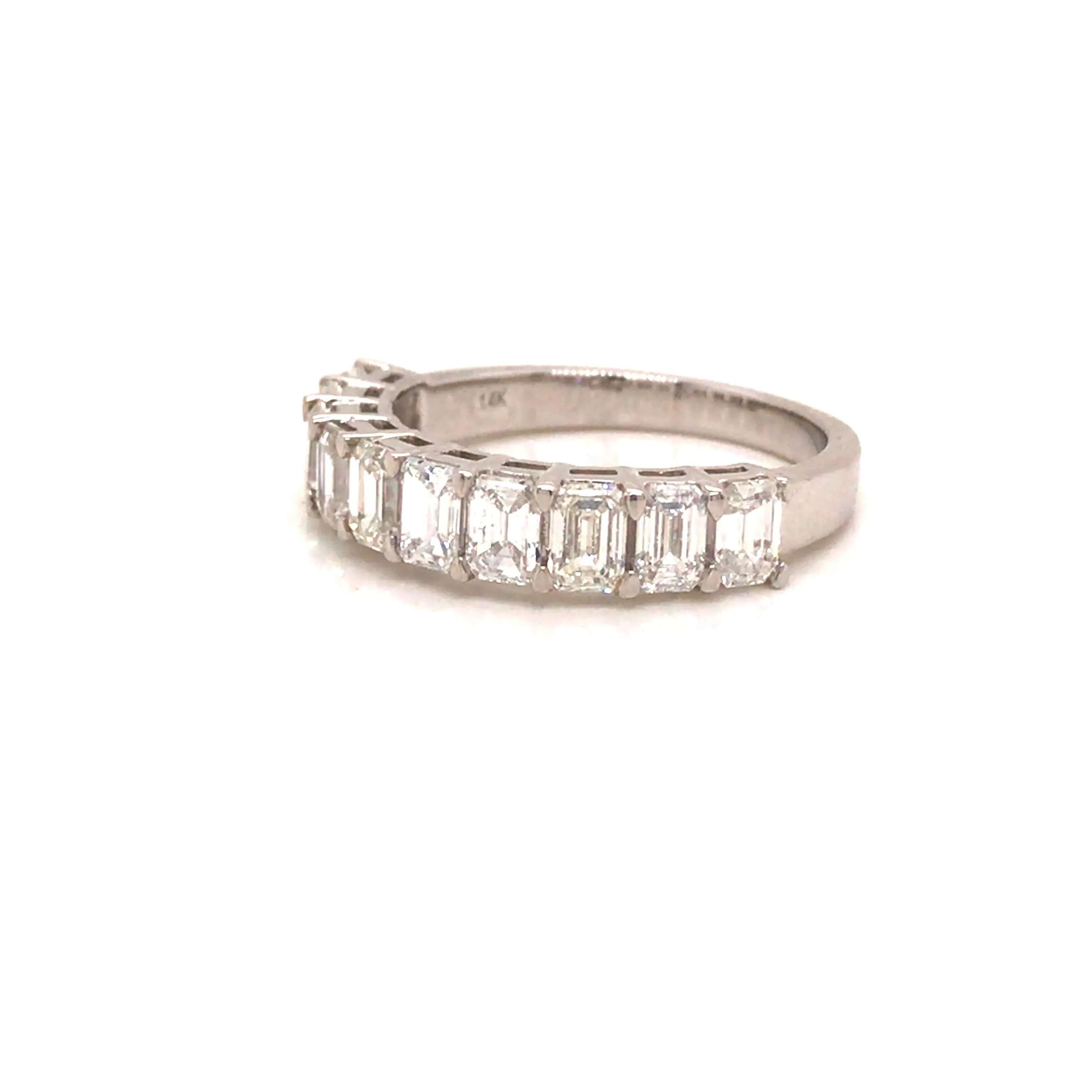 14K Emerald Cut Diamond Halfway Eternity Band White Gold