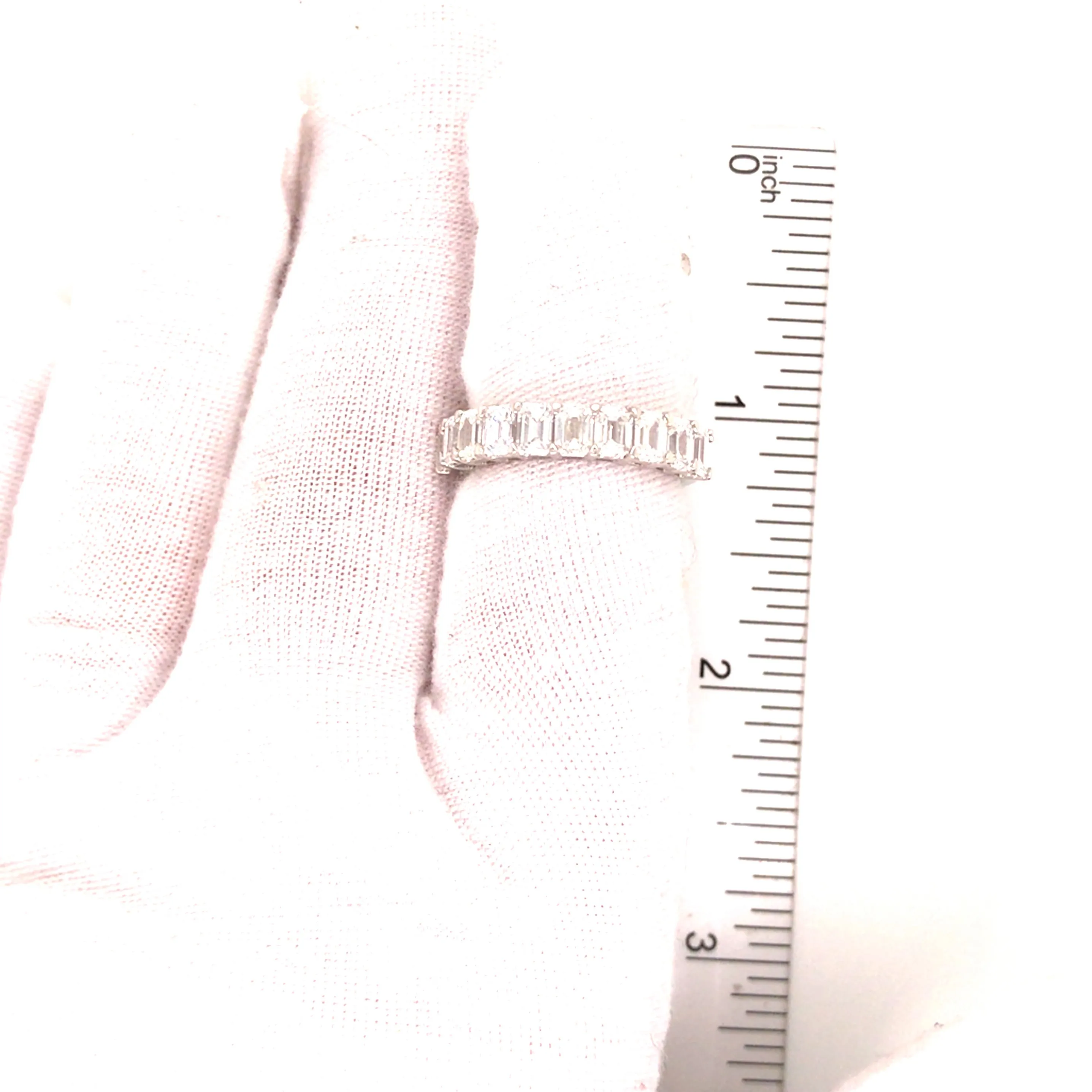 14K Emerald Cut Diamond Halfway Eternity Band White Gold