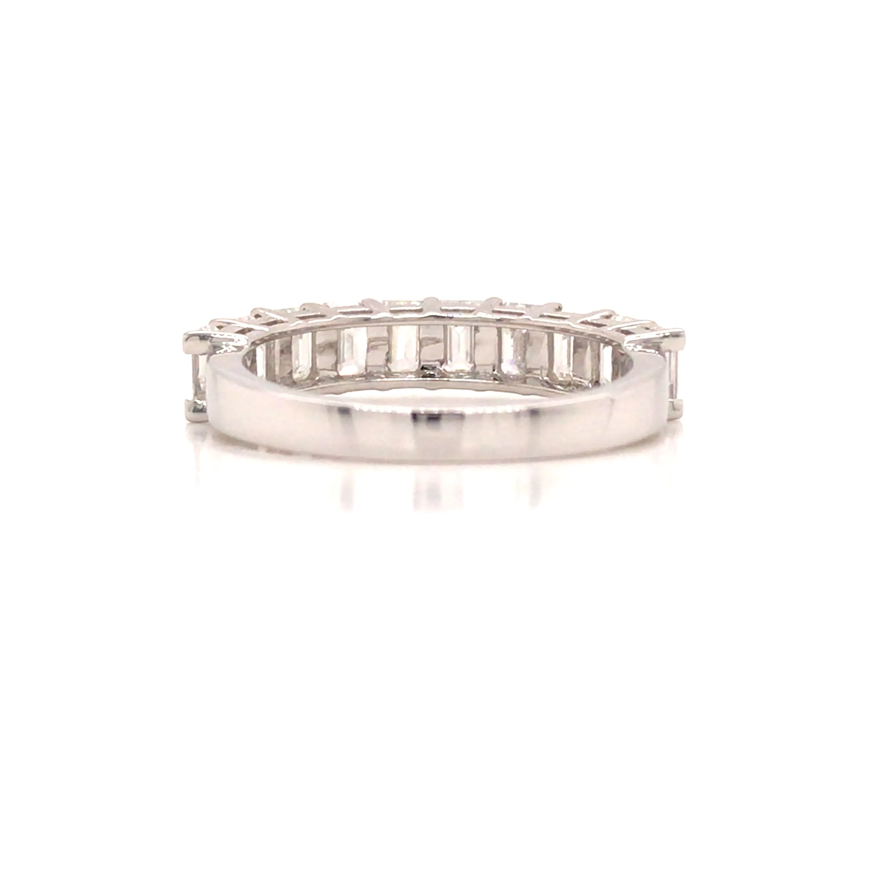 14K Emerald Cut Diamond Halfway Eternity Band White Gold