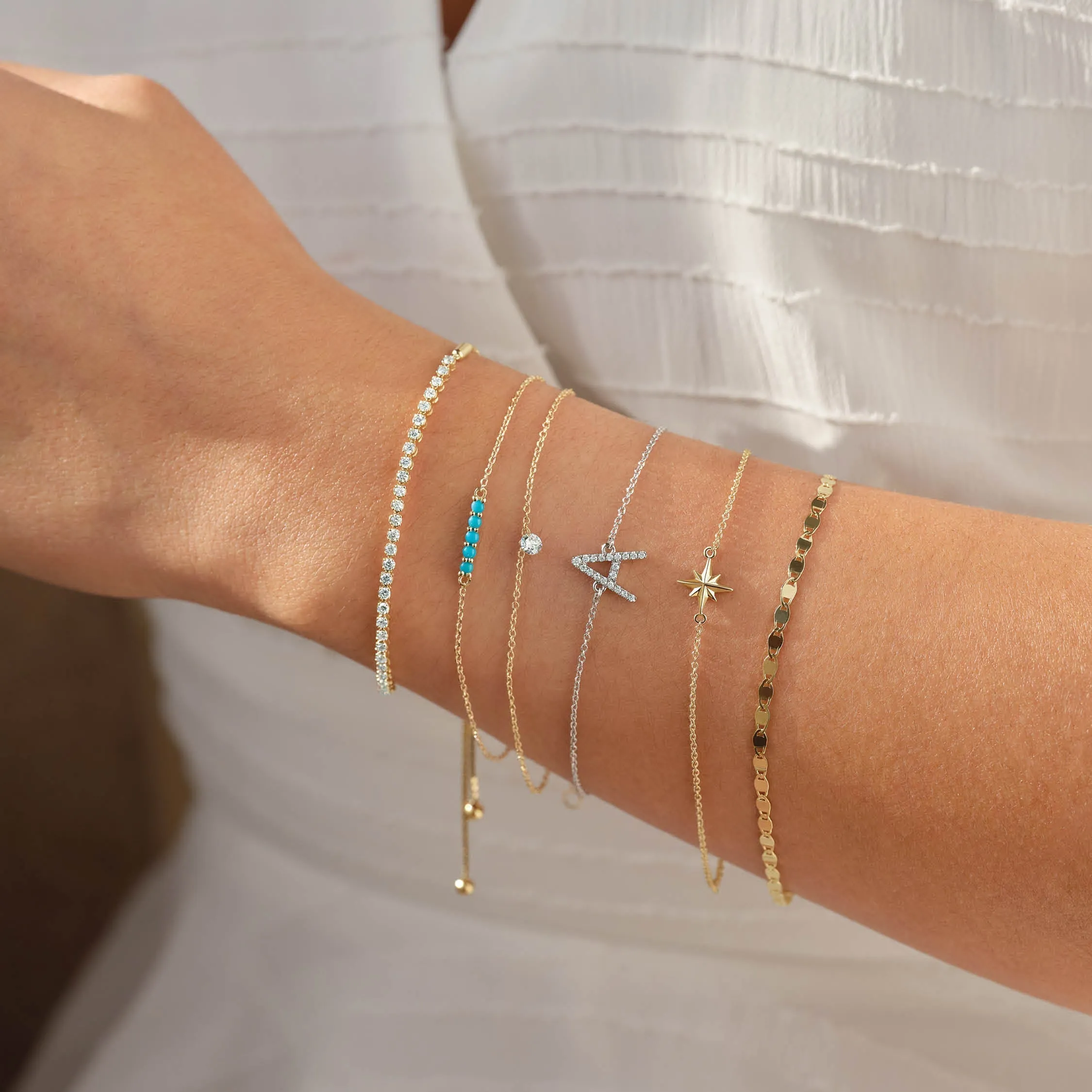 14k Gold 1 CTW Lab-Grown Diamond Adjustable Bolo Bracelet