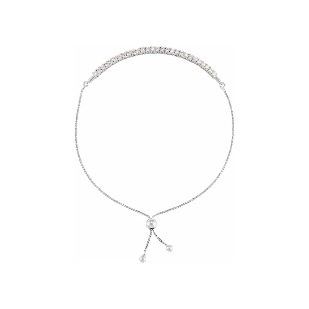 14k Gold 1 CTW Lab-Grown Diamond Adjustable Bolo Bracelet