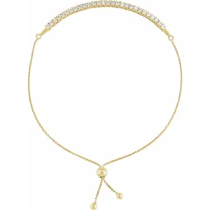 14k Gold 1 CTW Lab-Grown Diamond Adjustable Bolo Bracelet
