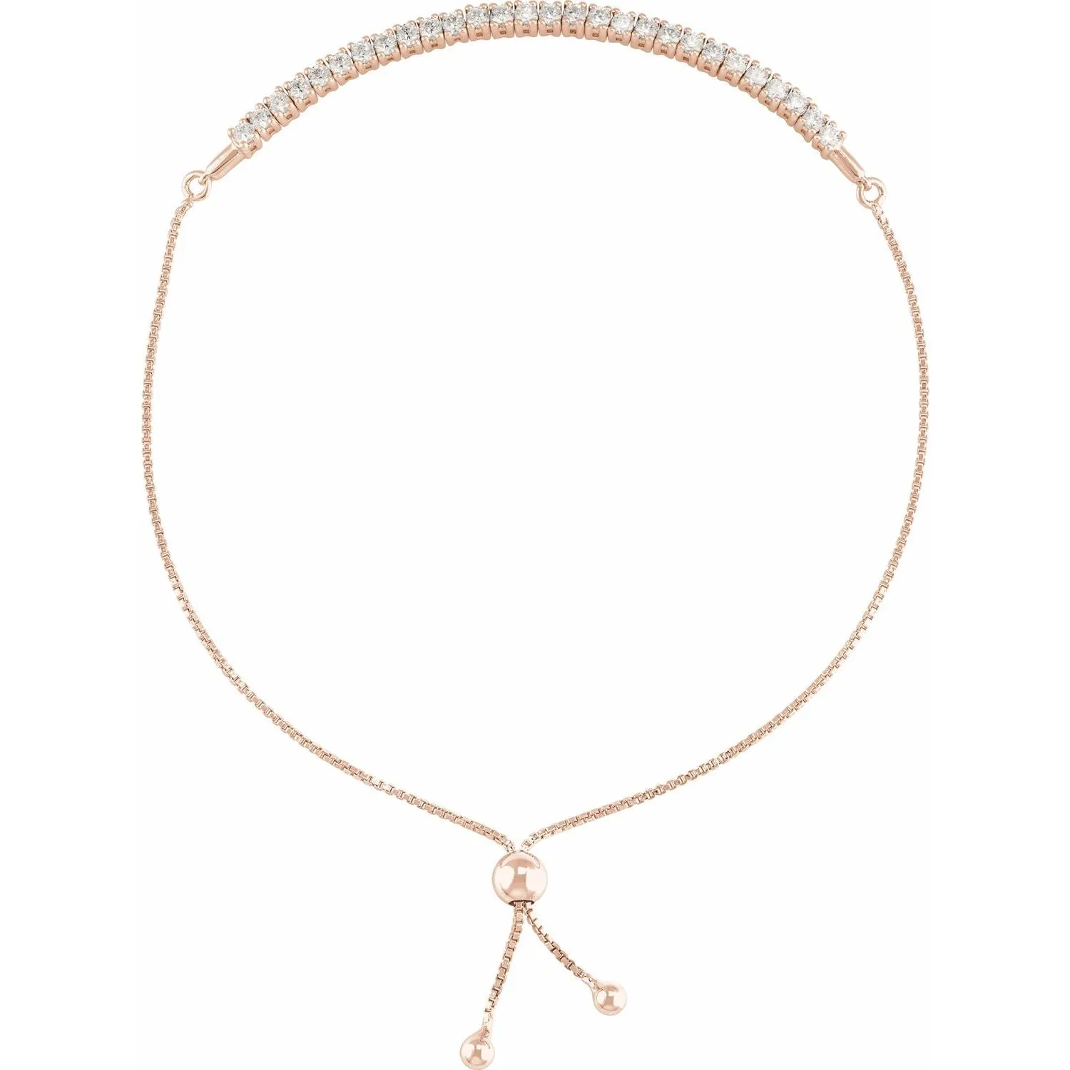 14k Gold 1 CTW Lab-Grown Diamond Adjustable Bolo Bracelet