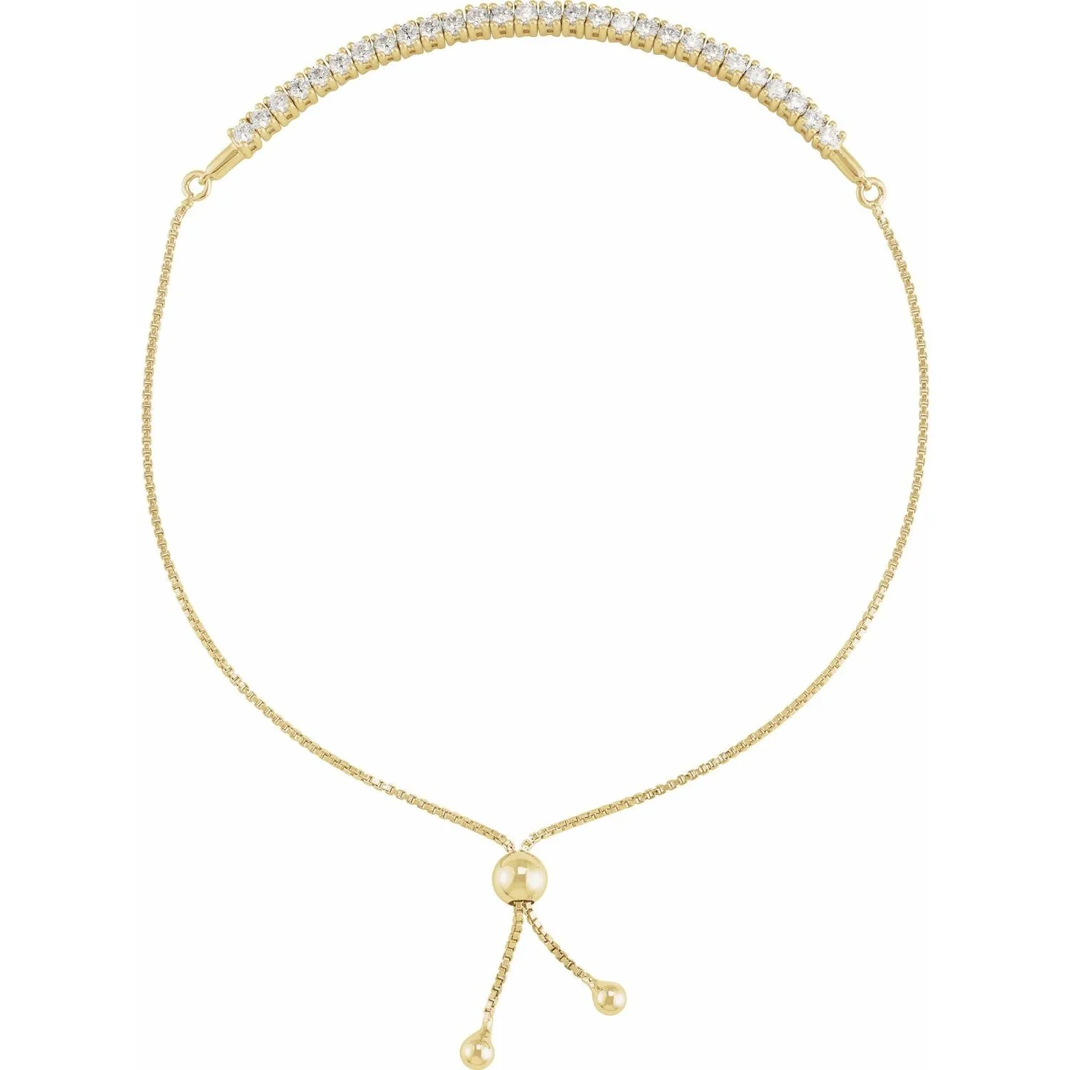 14k Gold 1 CTW Lab-Grown Diamond Adjustable Bolo Bracelet