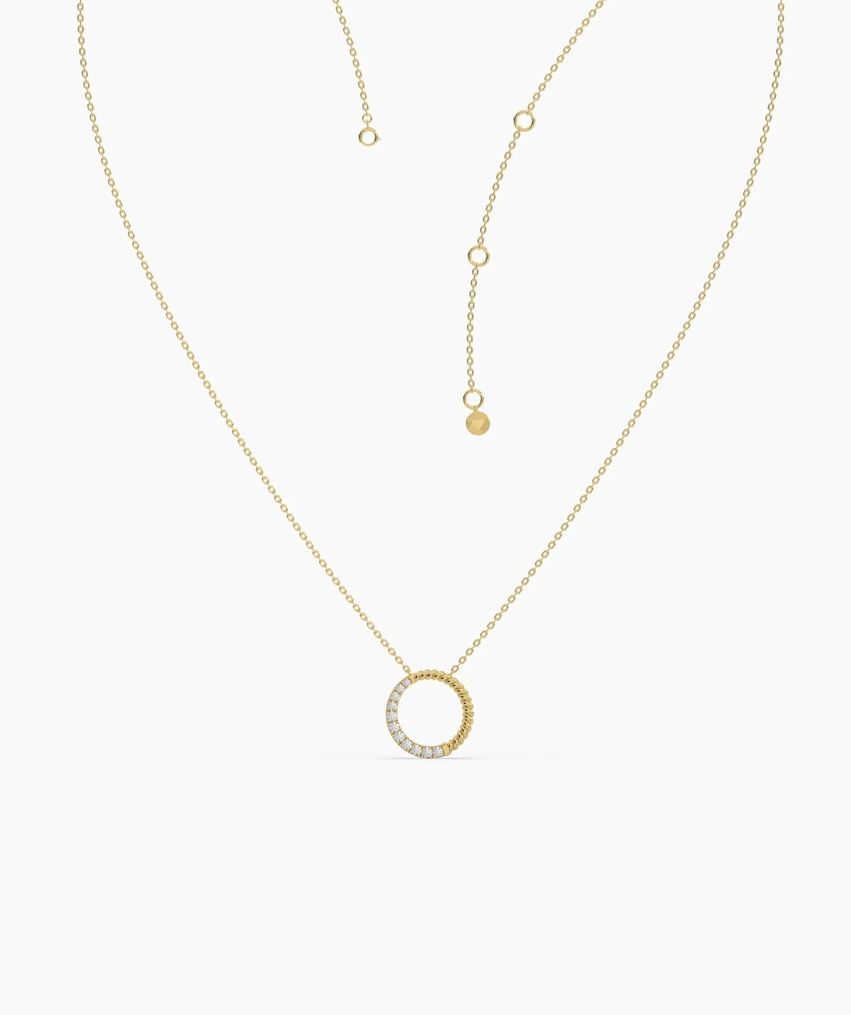 14K Gold & Diamond Circle Pendant