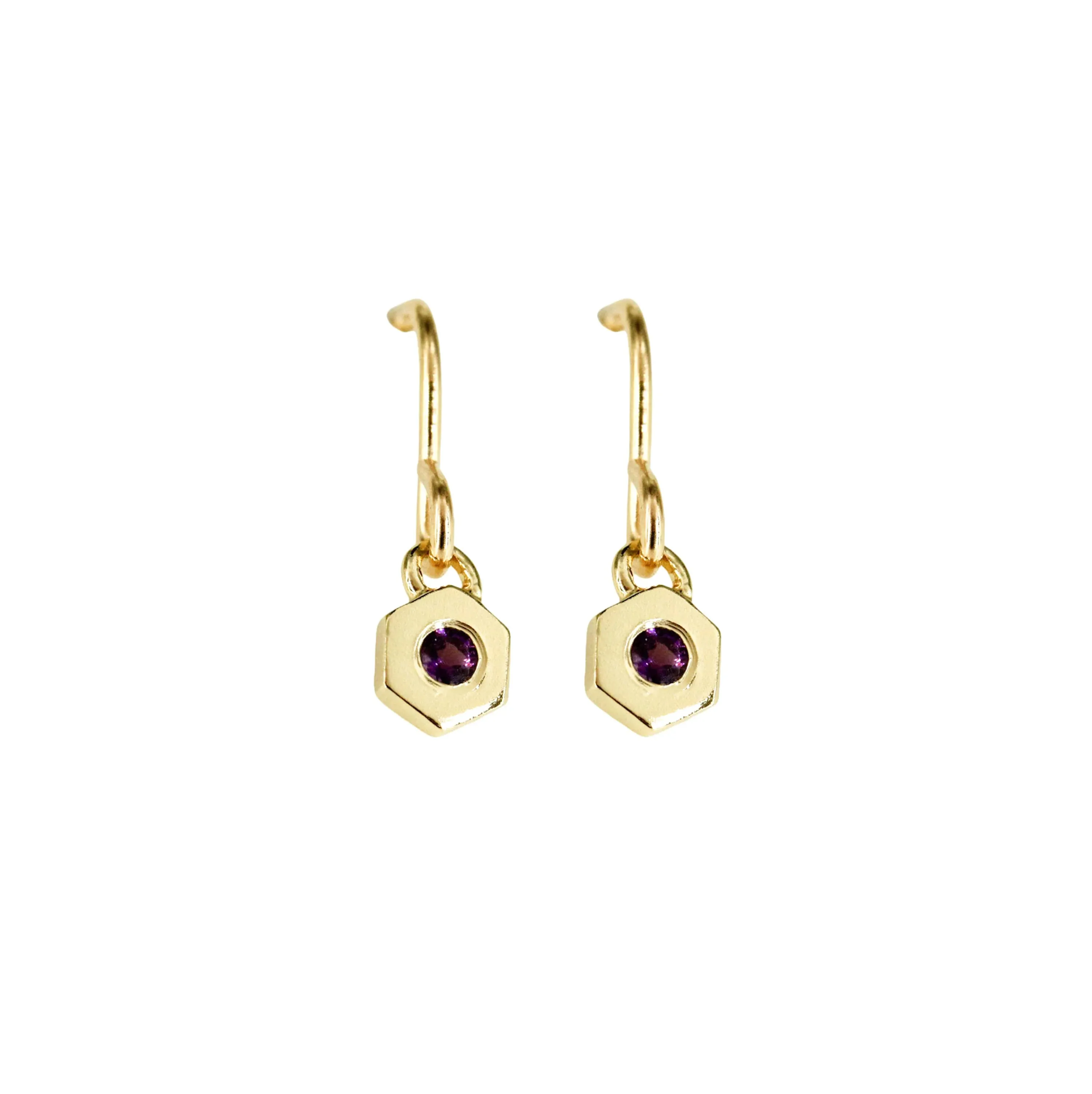 14K Gold and Amethyst | February Birthstone Earrings