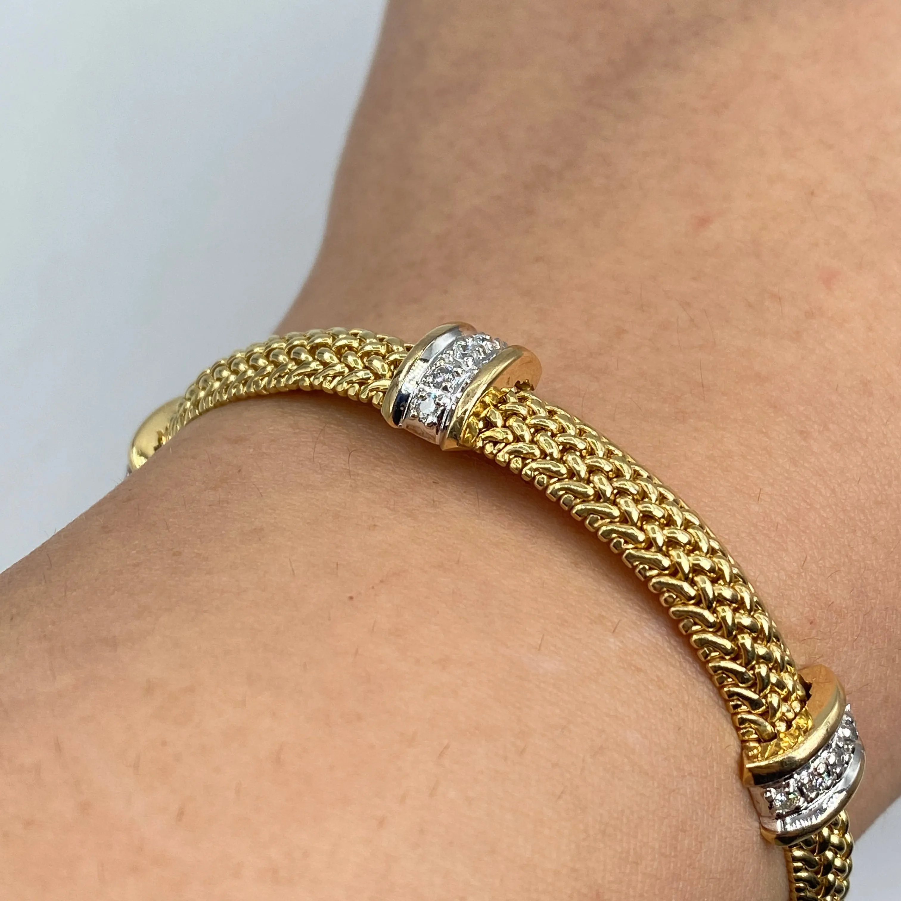 14K Gold Braided Diamond Bracelet