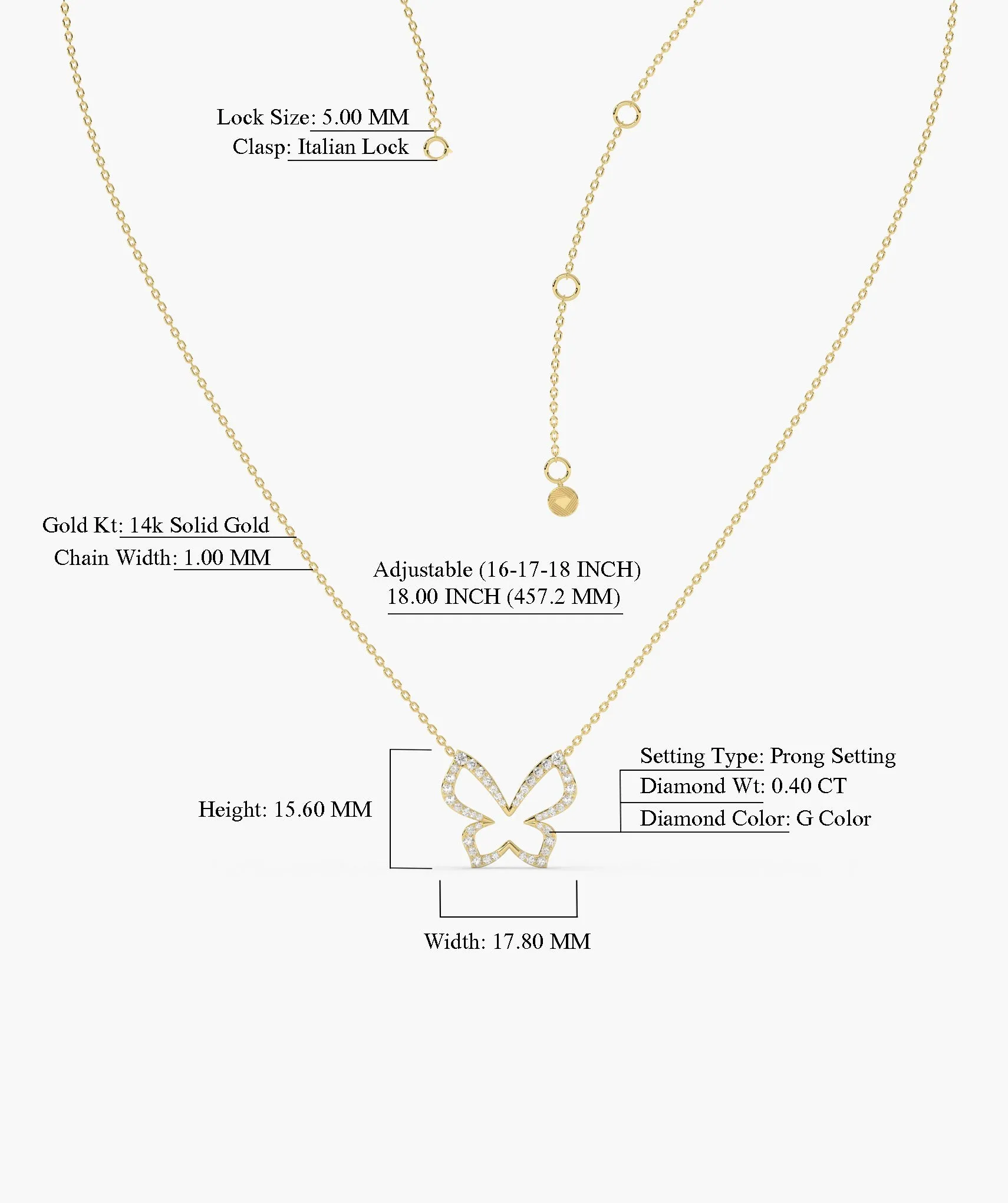 14K Gold Butterfly Brilliance Necklace