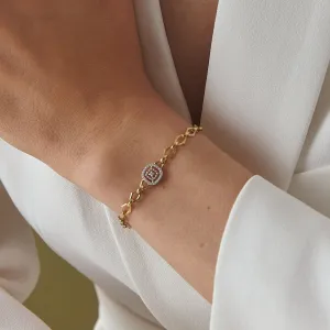 14K Gold Chain Bracelet With Diamond