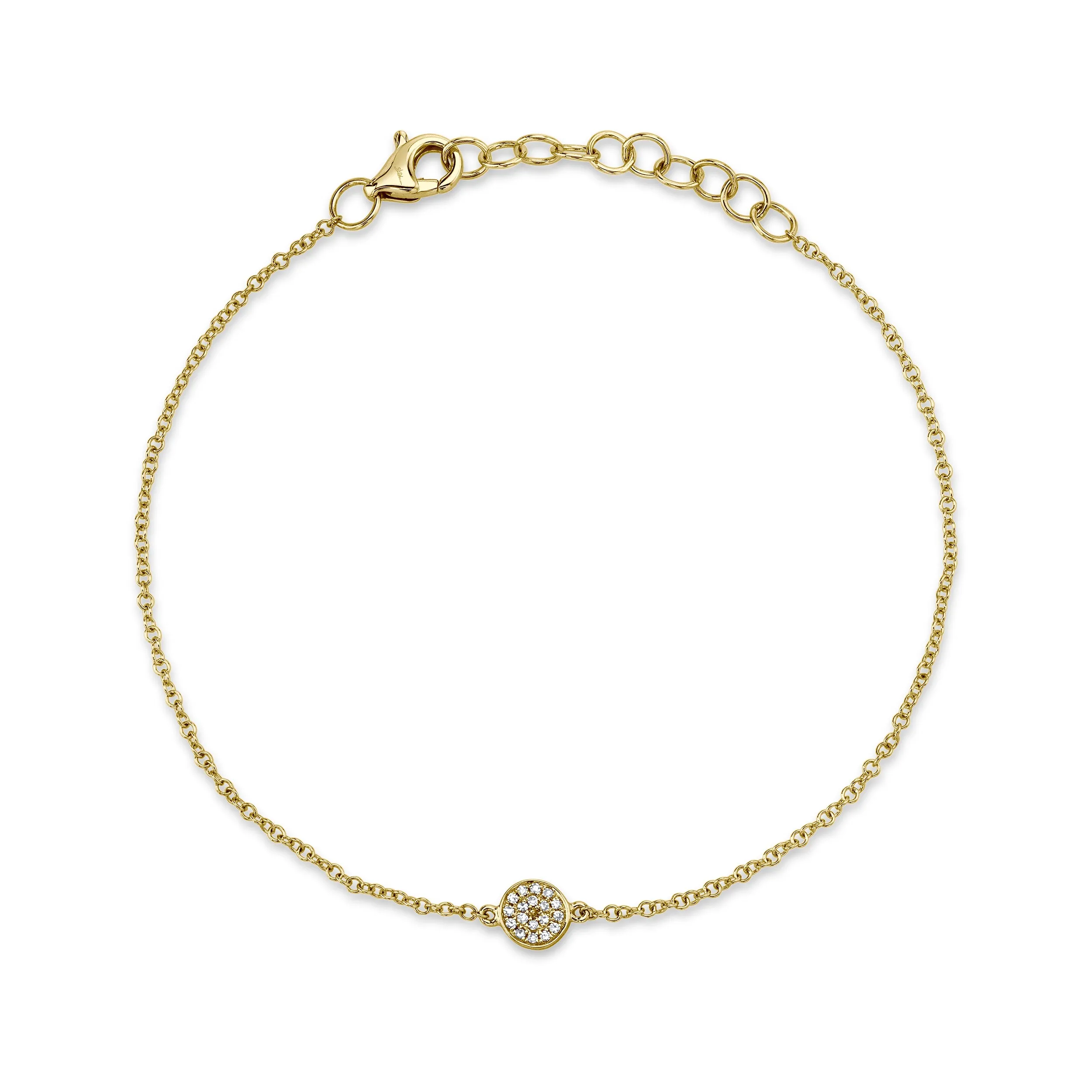 14K Gold Diamond Pave Circle Bracelet
