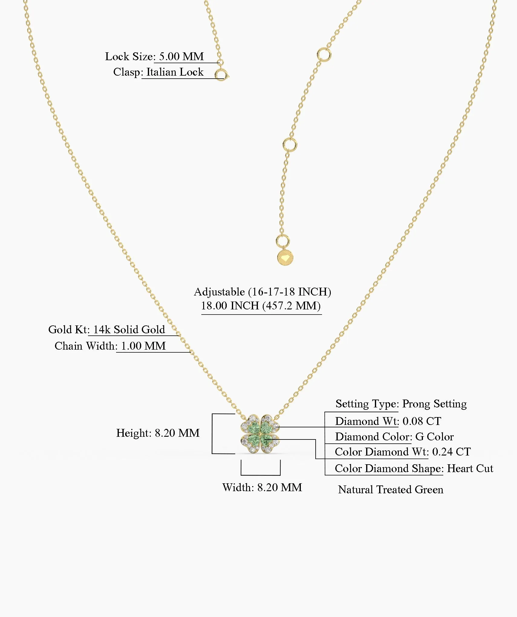 14K Gold Four-Leaf Pendant
