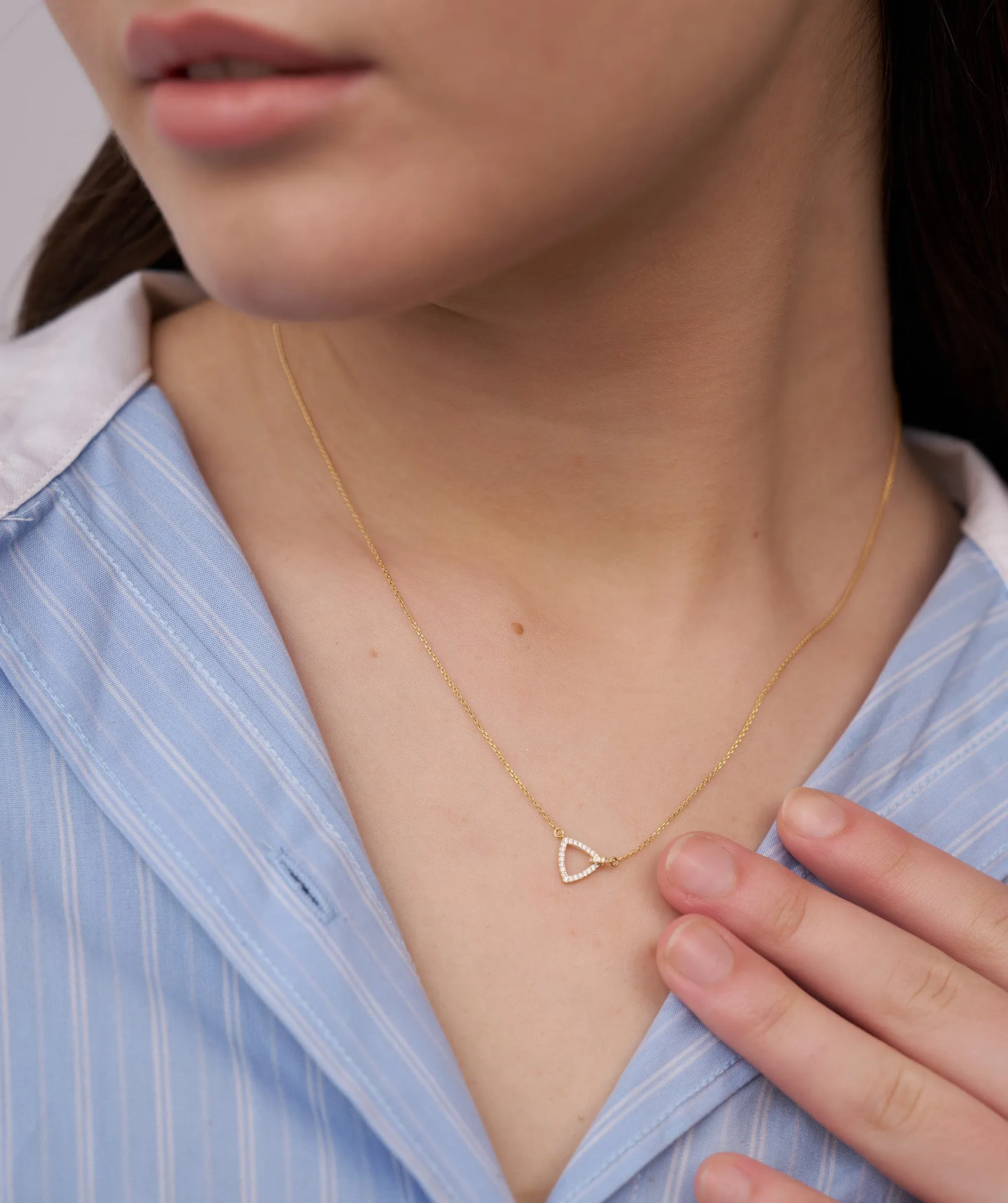 14K Gold Geometric Diamond Pendant