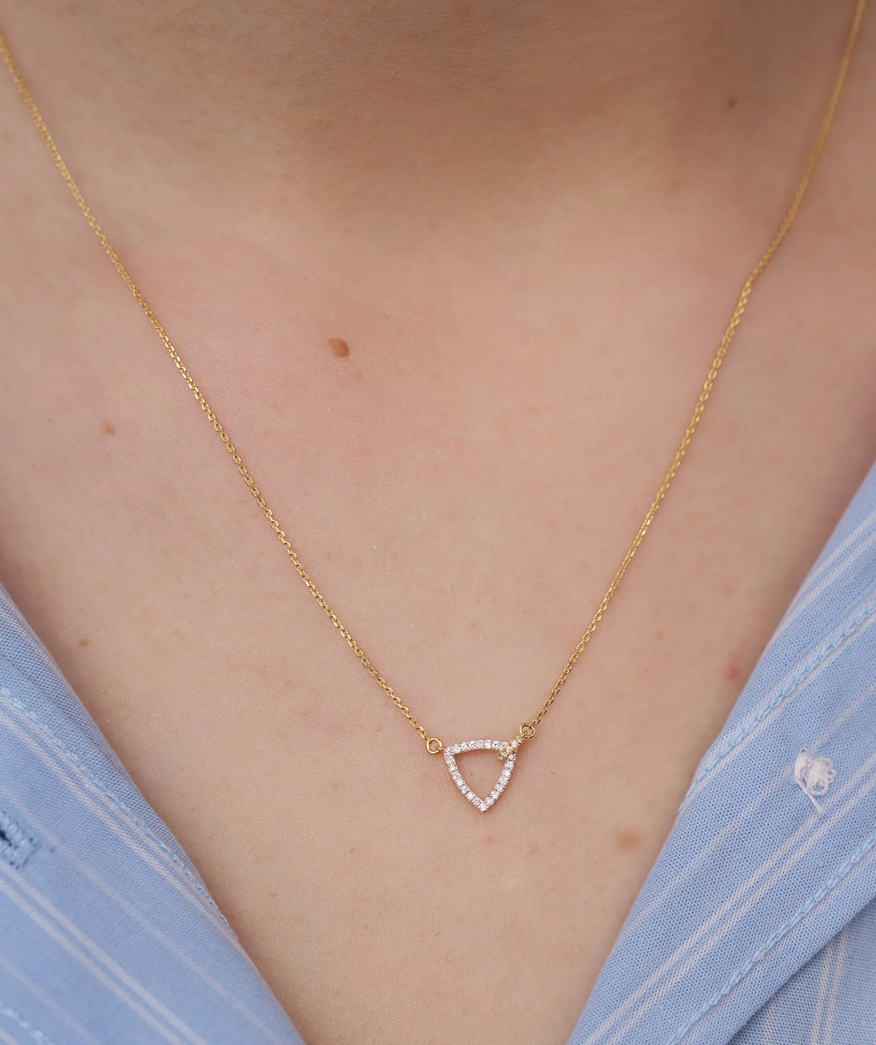 14K Gold Geometric Diamond Pendant