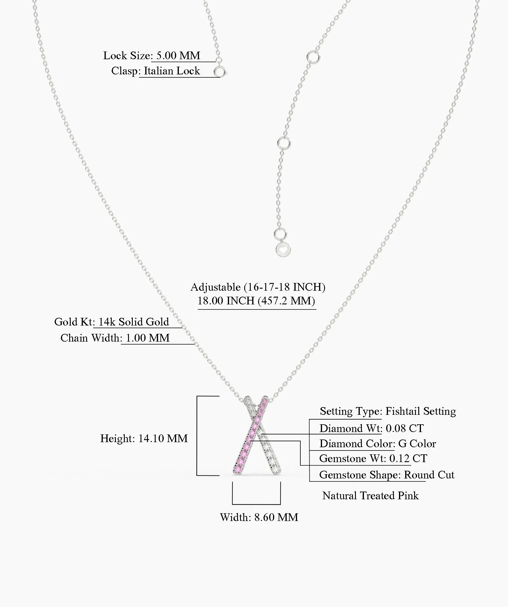 14K Gold "X" Necklace