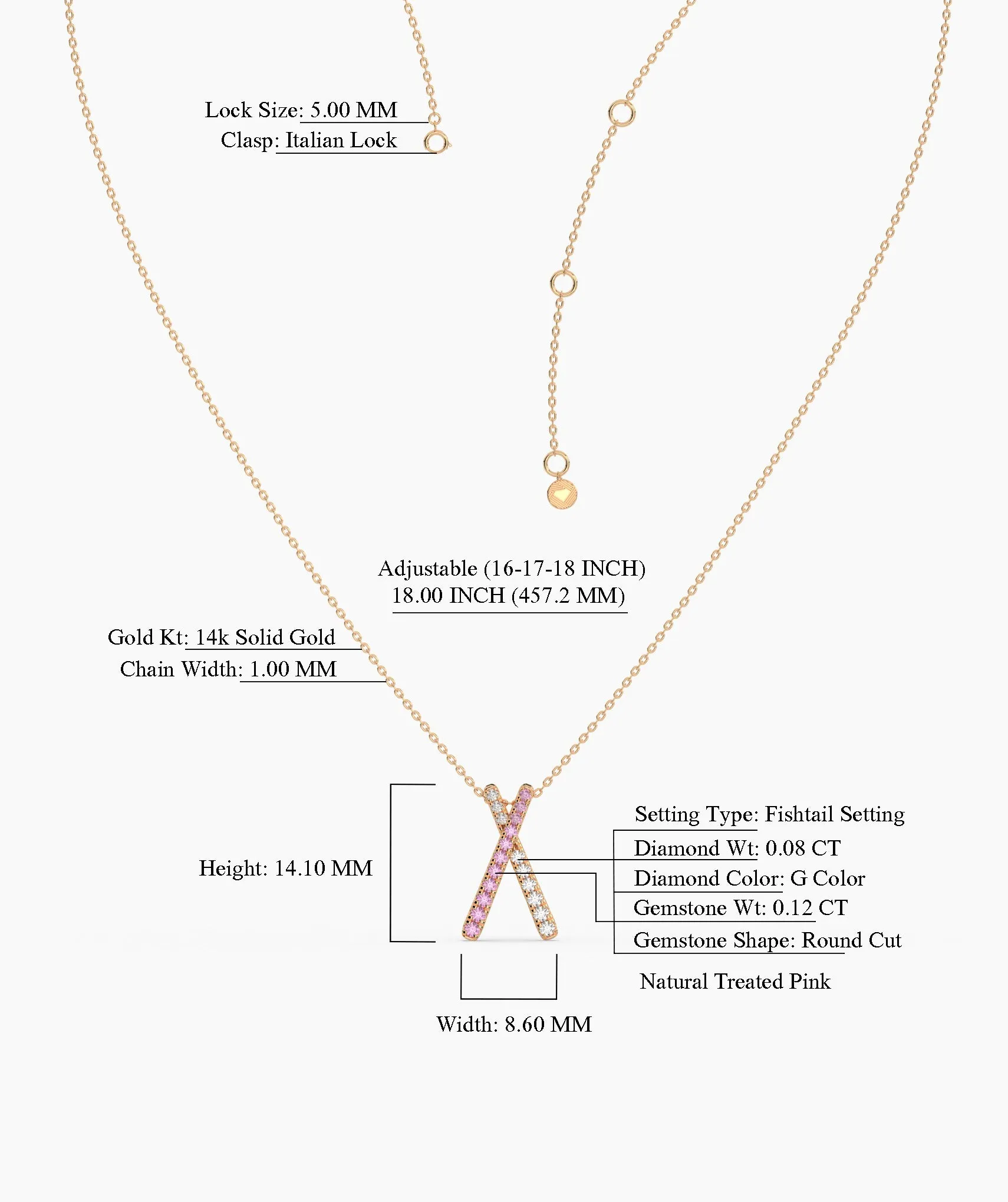 14K Gold "X" Necklace