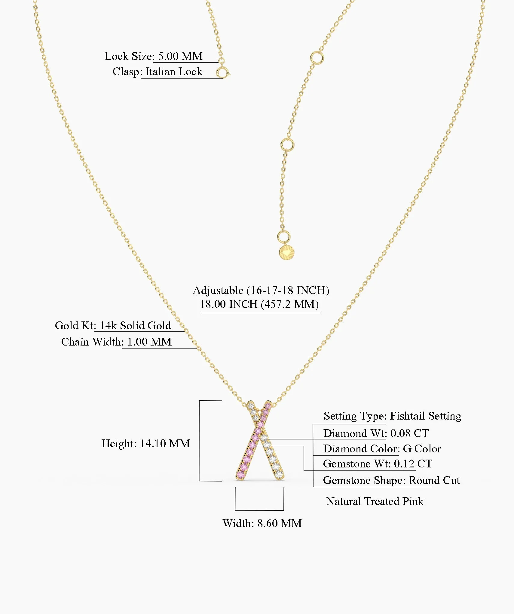 14K Gold "X" Necklace
