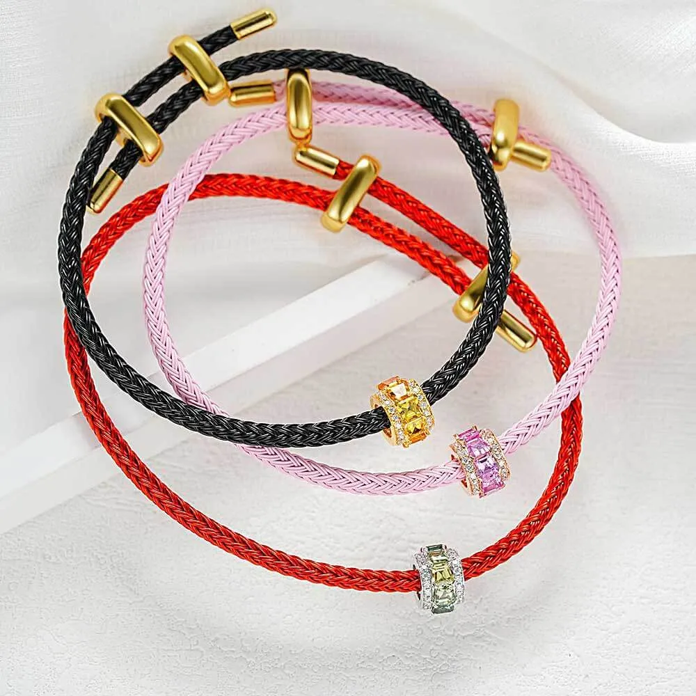 14k Gold Wheel Tricolor Sapphire Bracelet