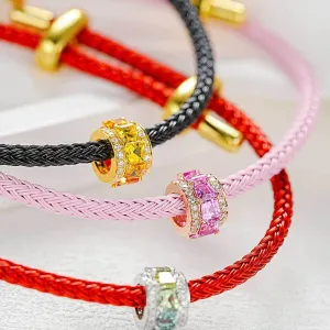 14k Gold Wheel Tricolor Sapphire Bracelet