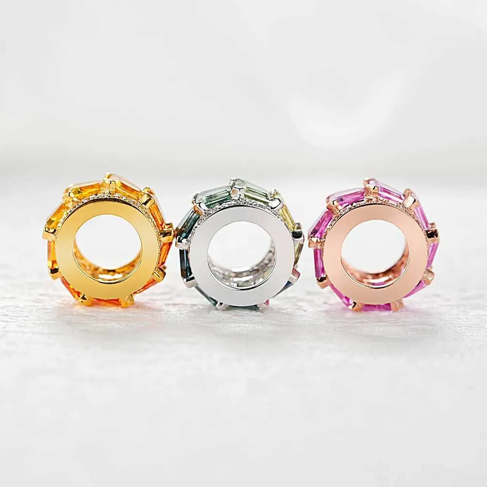 14k Gold Wheel Tricolor Sapphire Bracelet