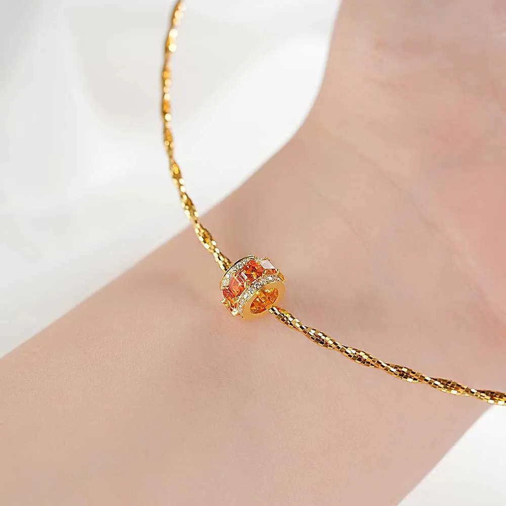 14k Gold Wheel Tricolor Sapphire Bracelet
