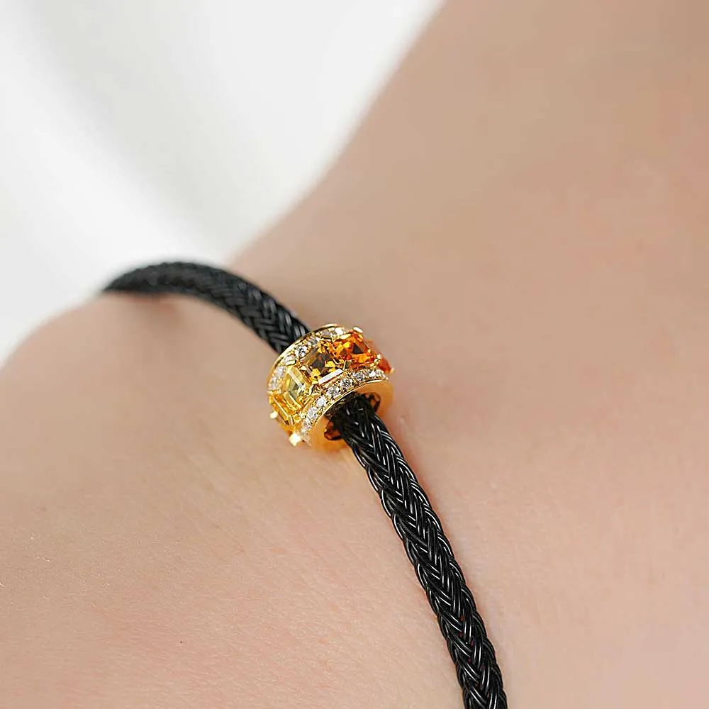 14k Gold Wheel Tricolor Sapphire Bracelet