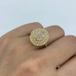 14K Jumbo Cake Circle Diamond Engagement Ring