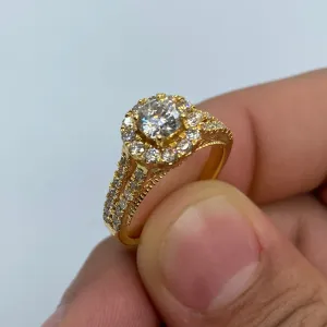 14K Large Stone Diamond Engagement Ring