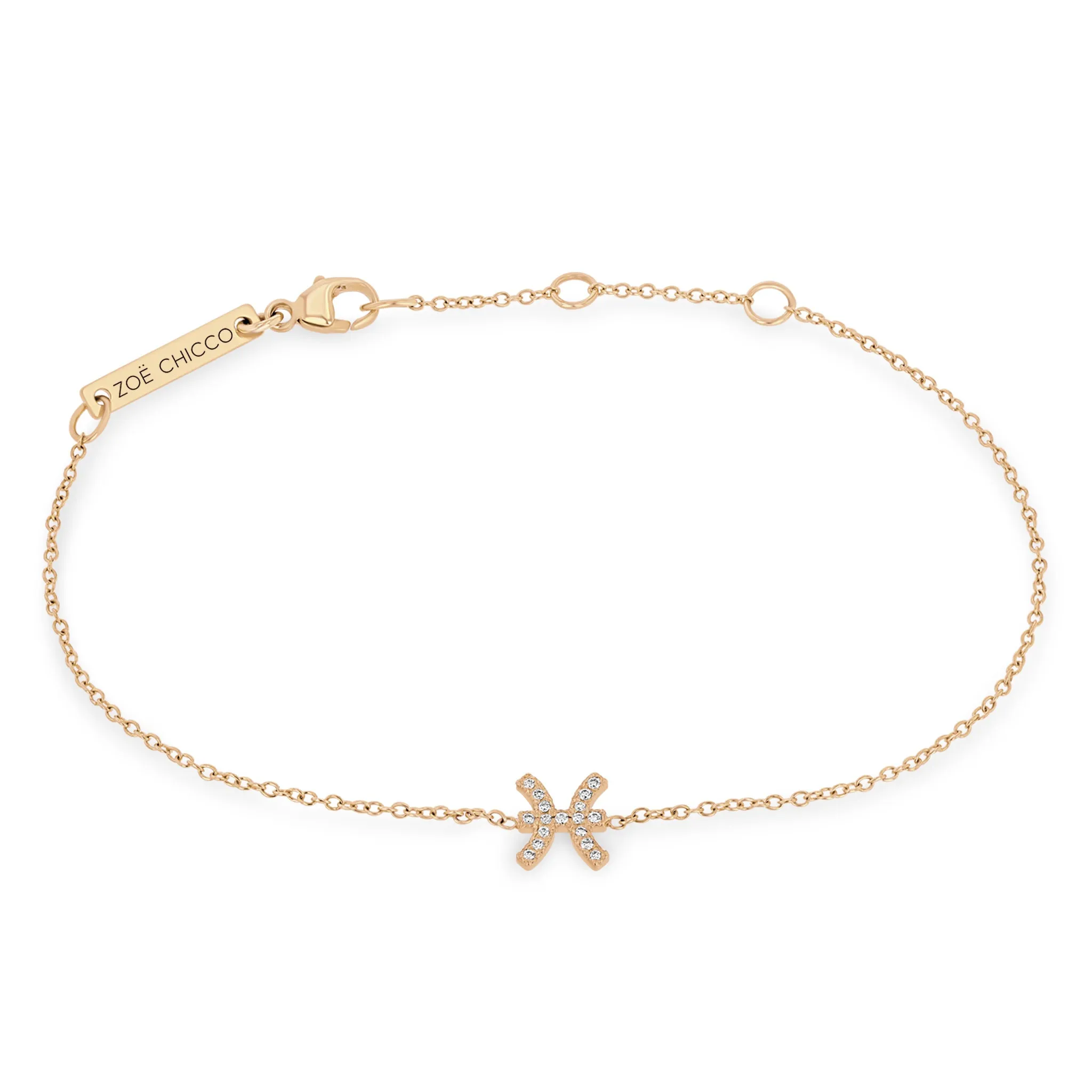 14k Midi Bitty Pavé Diamond Zodiac Bracelet