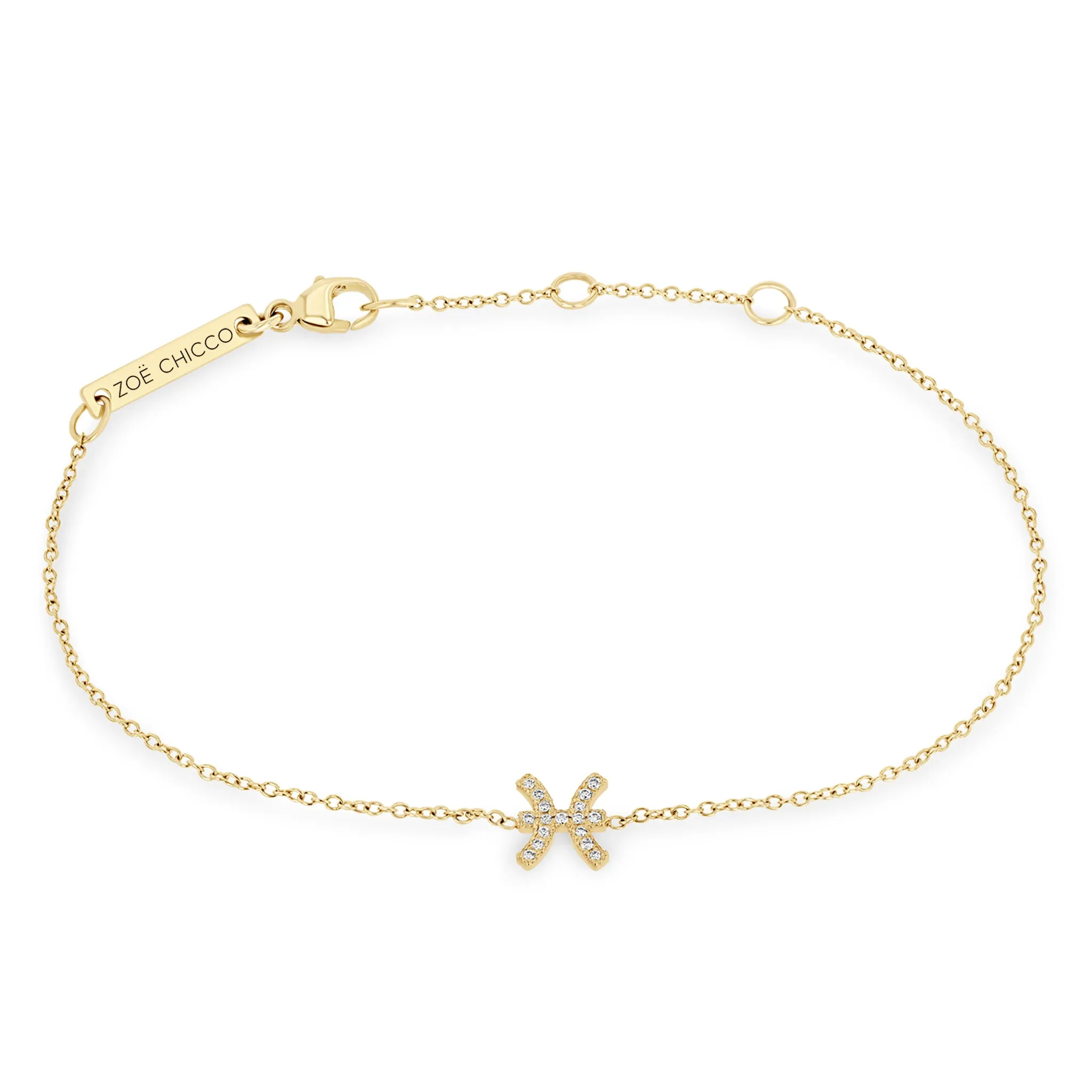 14k Midi Bitty Pavé Diamond Zodiac Bracelet