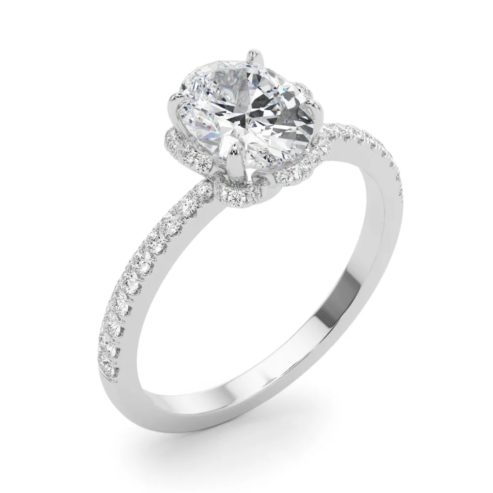 14K Oval Halo Engagement Ring
