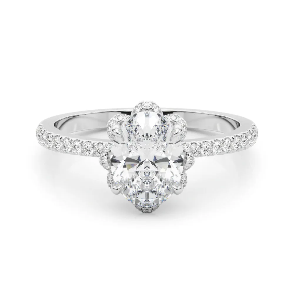 14K Oval Halo Engagement Ring