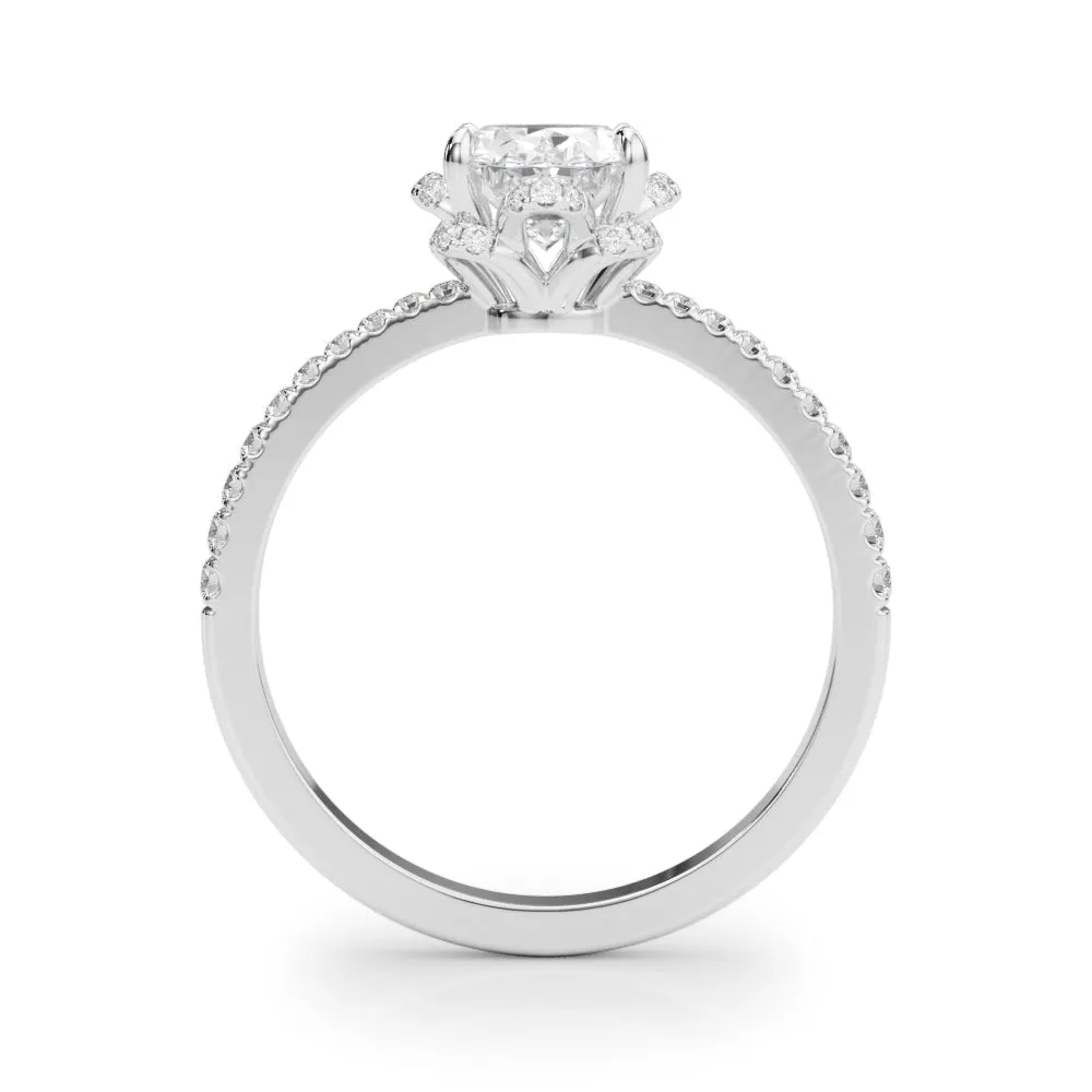 14K Oval Halo Engagement Ring
