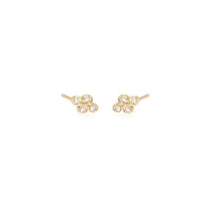 14k Quad Diamond Bezel Stud Earrings