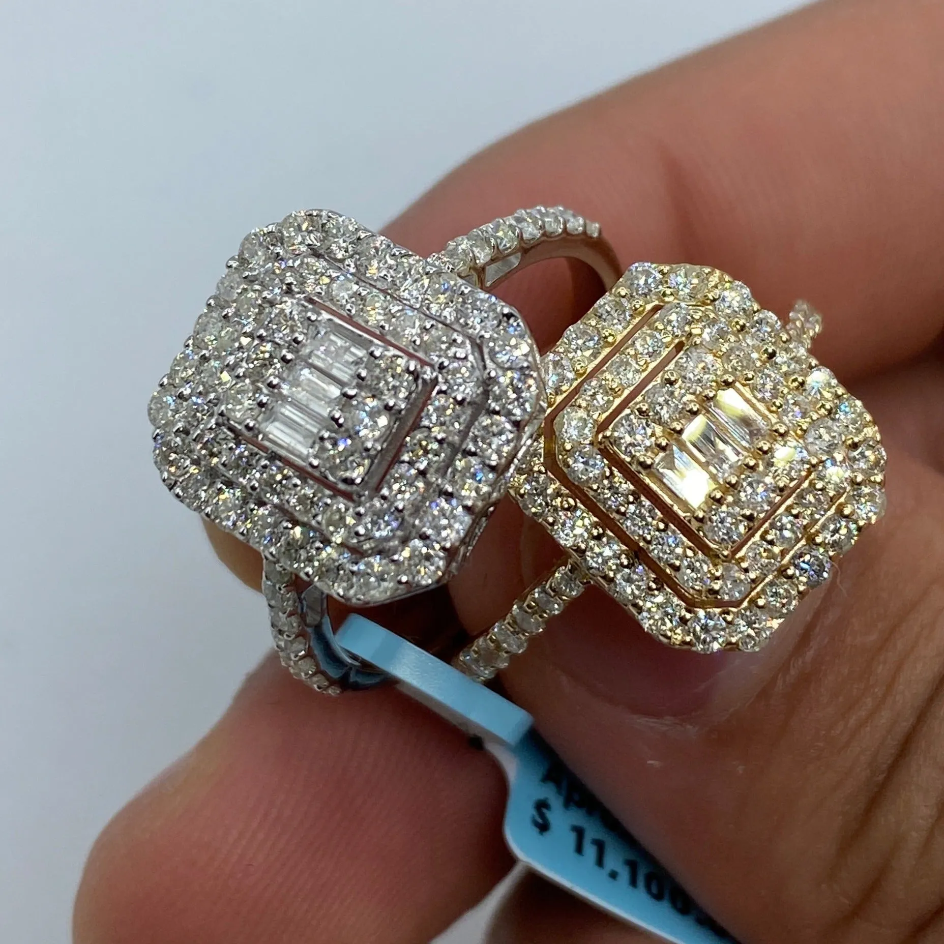 14K Rectangle Diamond Baguette Center Engagement Ring