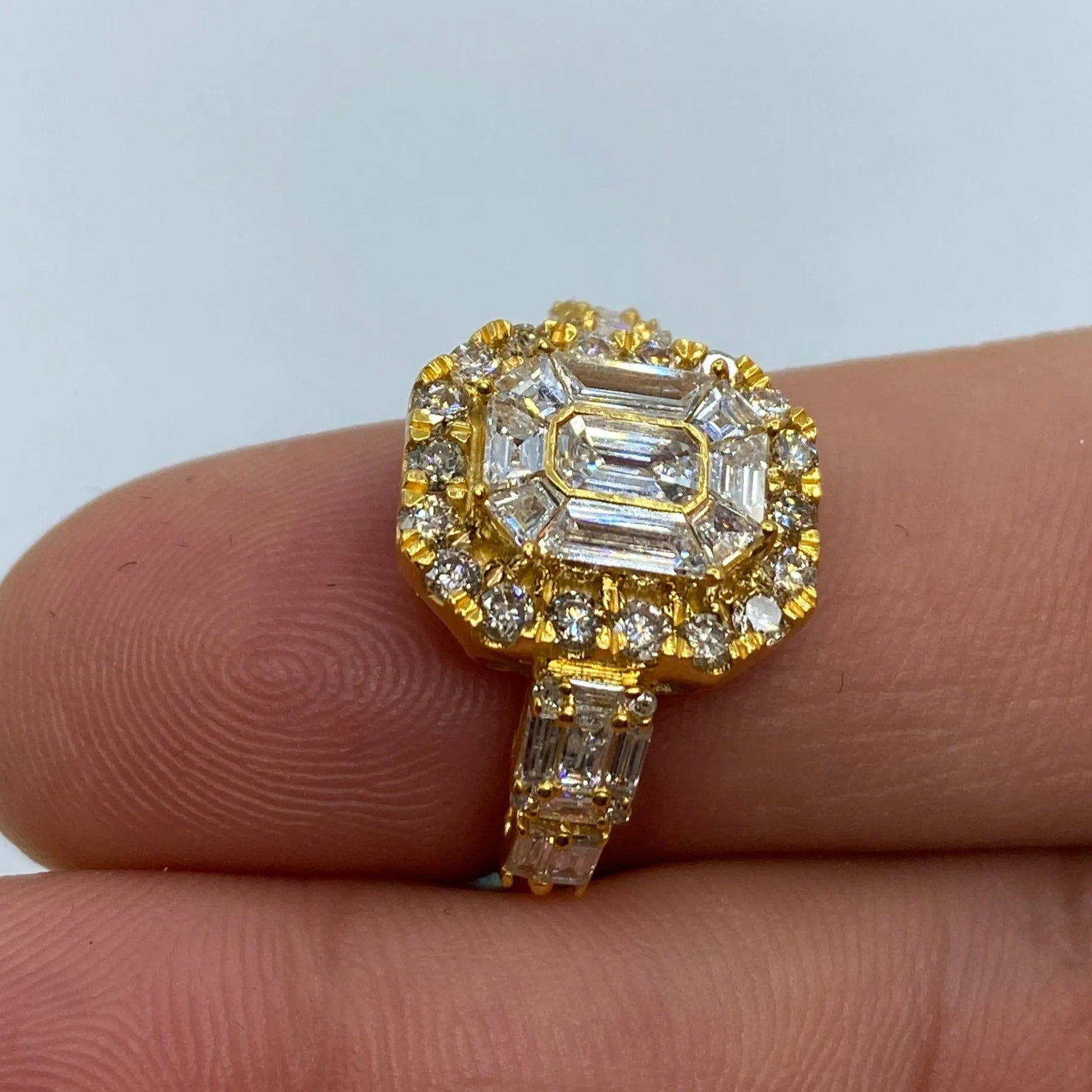 14K Rectangle Diamond Baguette Engagement Ring
