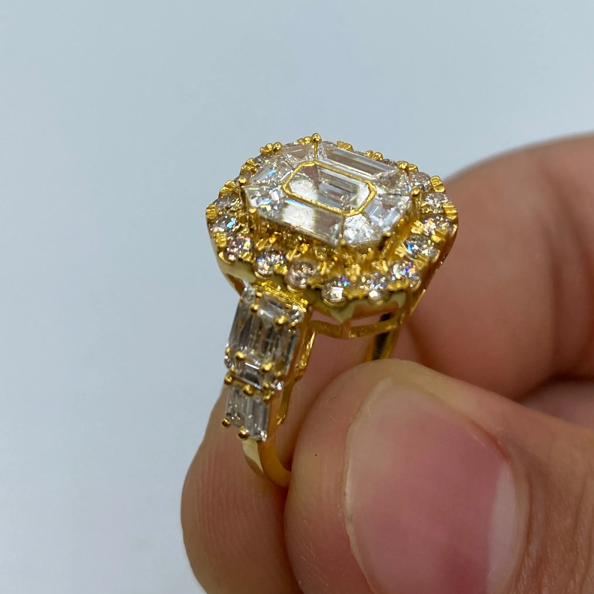 14K Rectangle Diamond Baguette Engagement Ring
