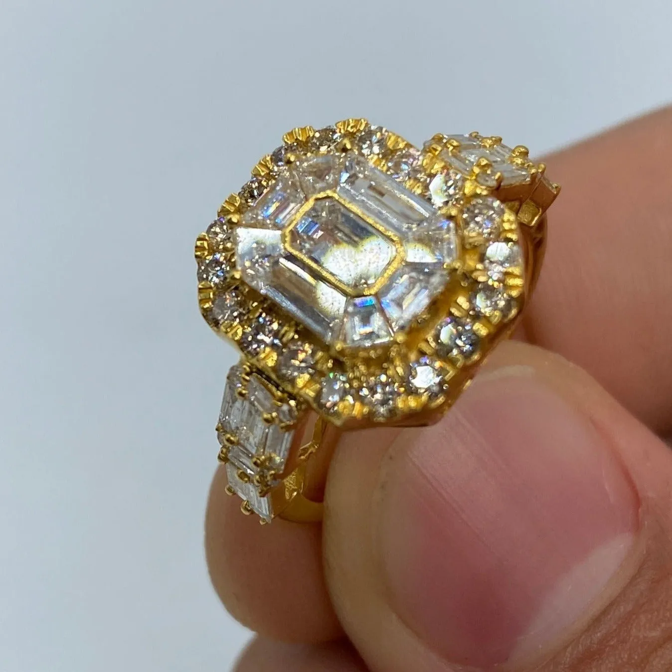 14K Rectangle Diamond Baguette Engagement Ring