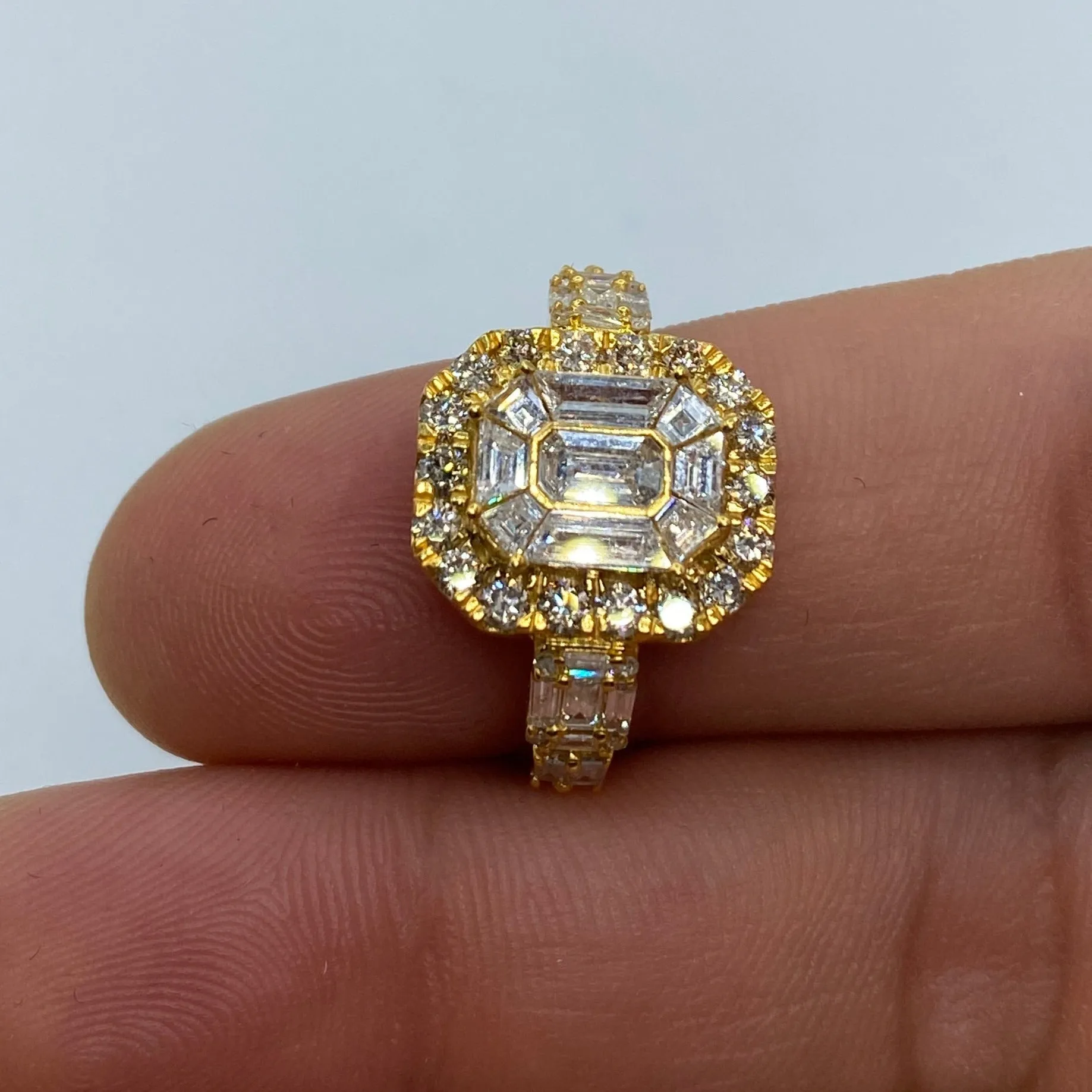 14K Rectangle Diamond Baguette Engagement Ring