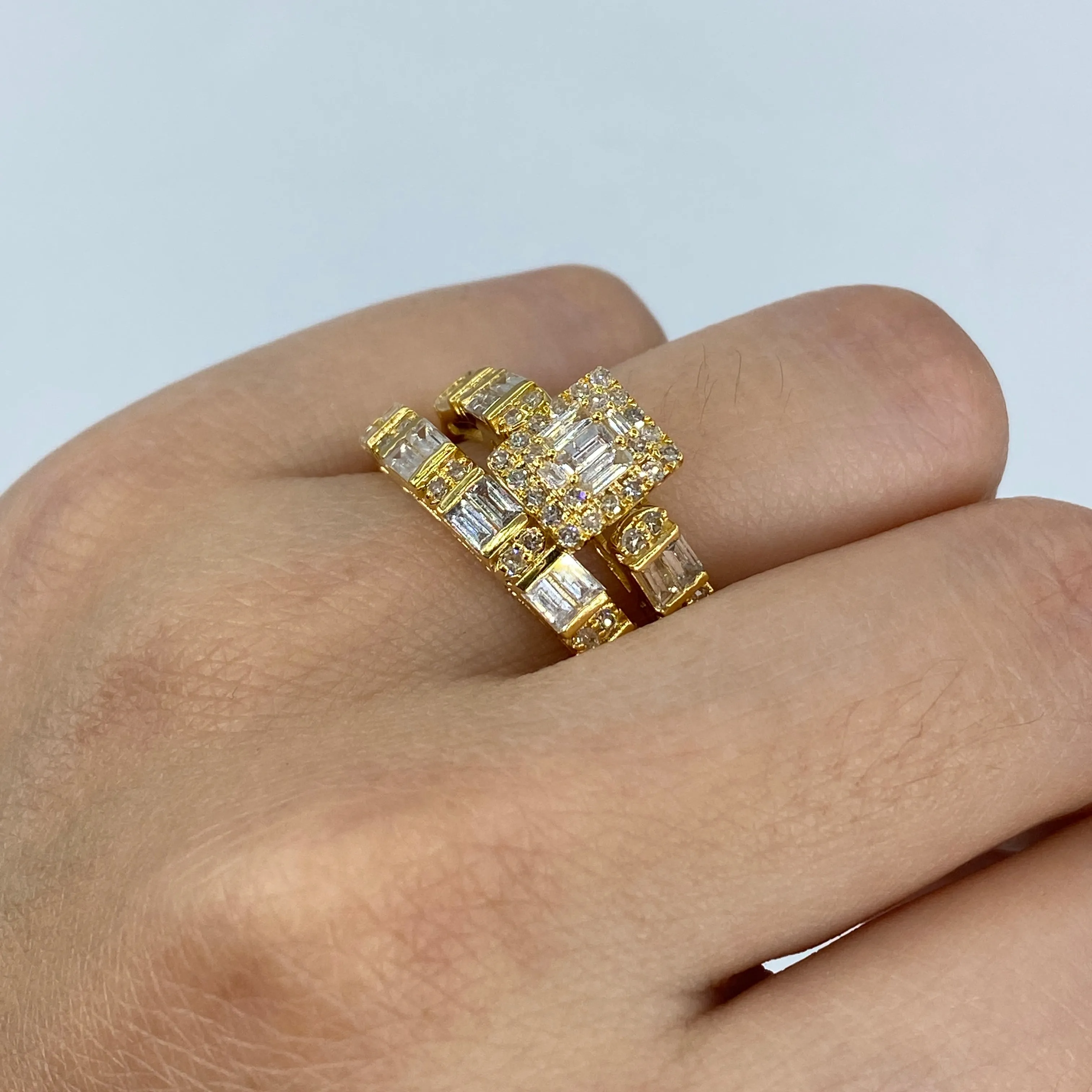 14K Rectangle Diamond Baguette Engagement Ring