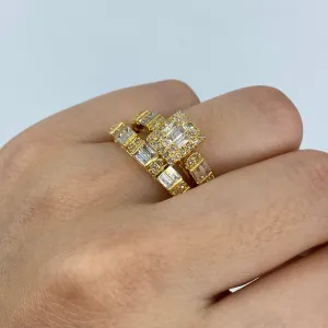 14K Rectangle Diamond Baguette Engagement Ring