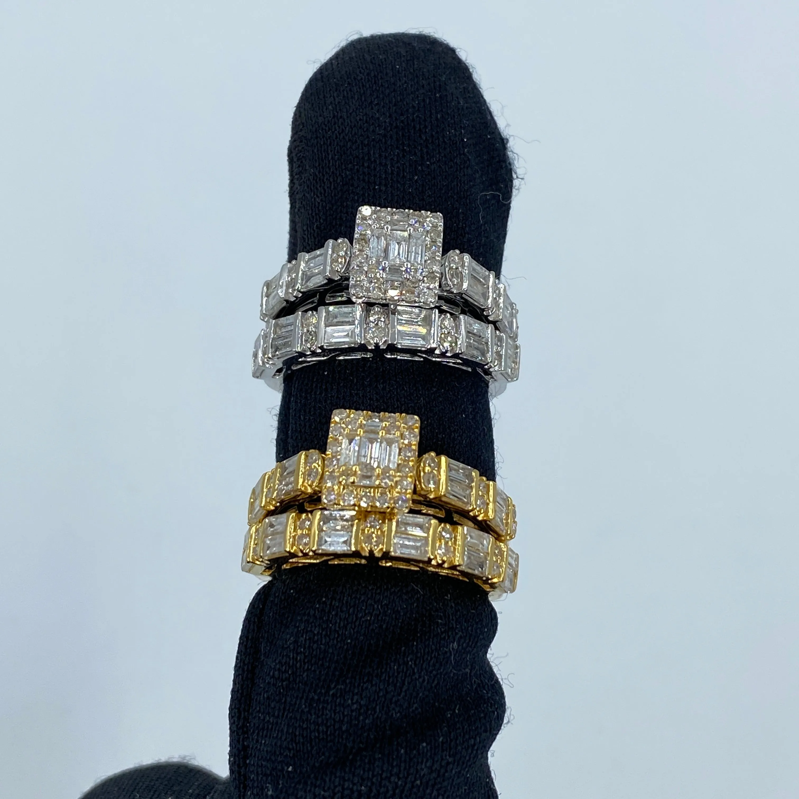 14K Rectangle Diamond Baguette Engagement Ring