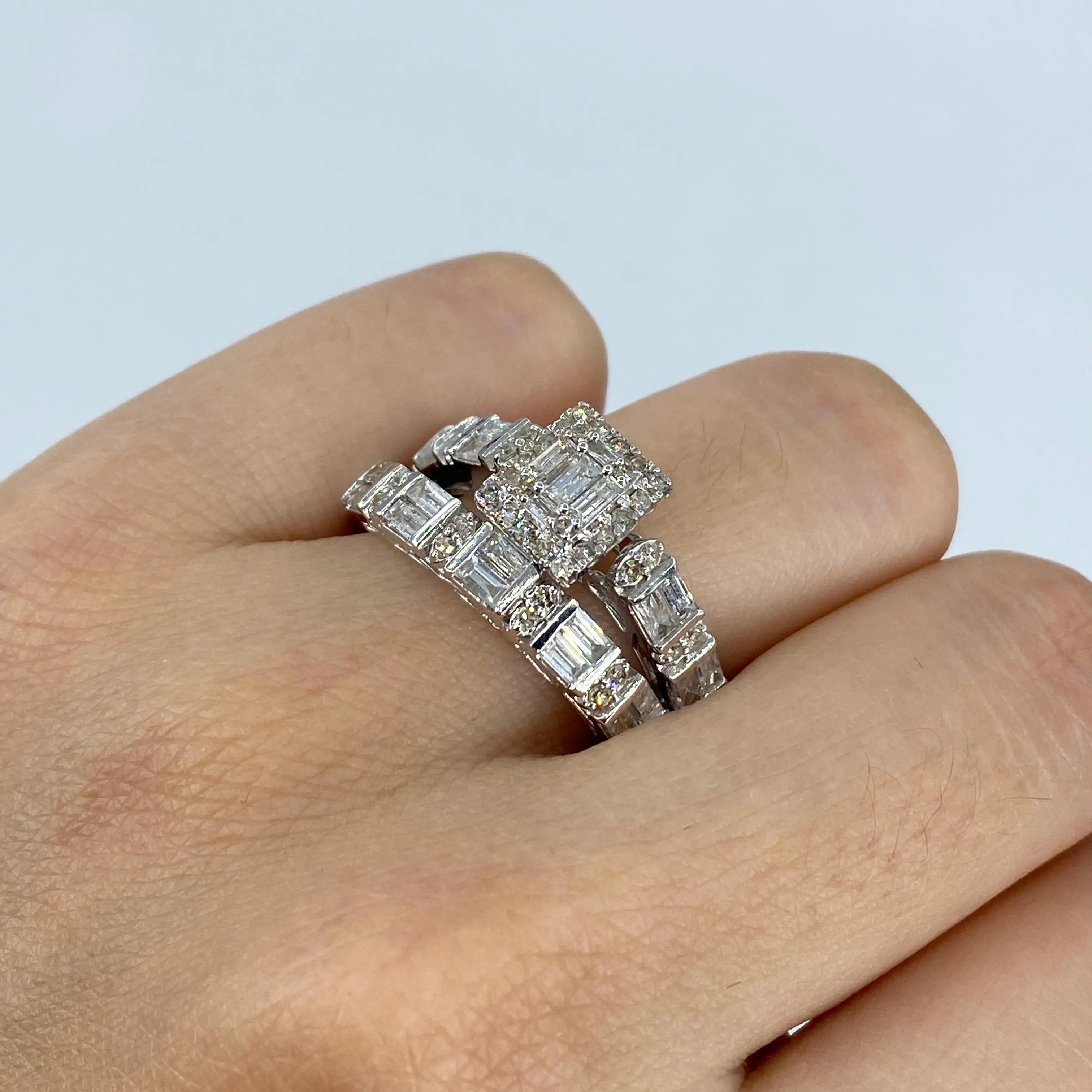 14K Rectangle Diamond Baguette Engagement Ring