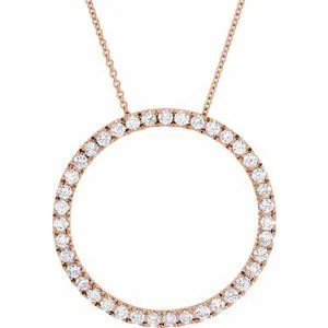 14K Rose 1 CTW Diamond Circle 18" Necklace