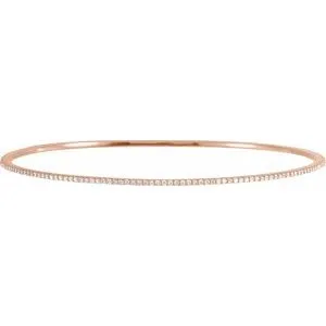 14K Rose 1 CTW Natural Diamond Stackable Bangle 8" Bracelet