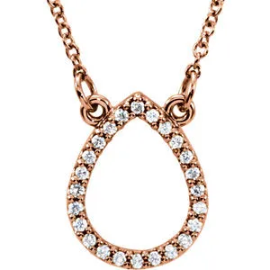 14K Rose 1/10 CTW Diamond Teardrop 16" Necklace