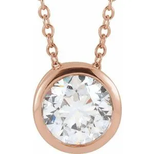 14K Rose 1/2 CT Lab-Grown Diamond Solitaire 16-18" Necklace