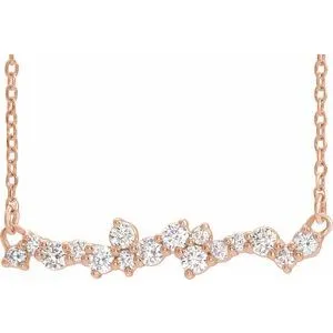 14K Rose 1/3 CTW Diamond Scattered Bar 18" Necklace