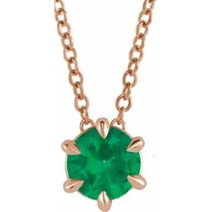 14K Rose 1/4 CT Natural Diamond Solitaire 16-18" Necklace